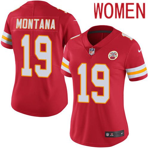 Women Kansas City Chiefs #19 Joe Montana Nike Red Vapor Limited NFL Jersey